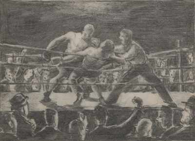 Appraisal: Clyde J Singer American - Against the Ropes Graphite conte