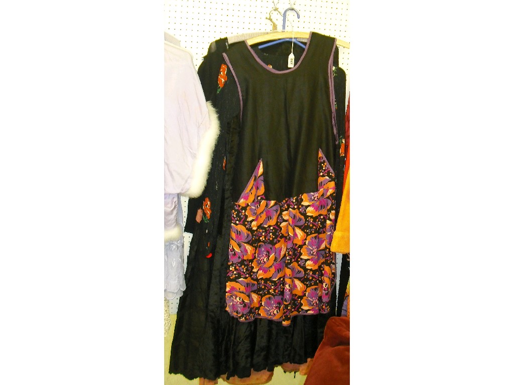 Appraisal: 's black dress the upper dress with purple edging and