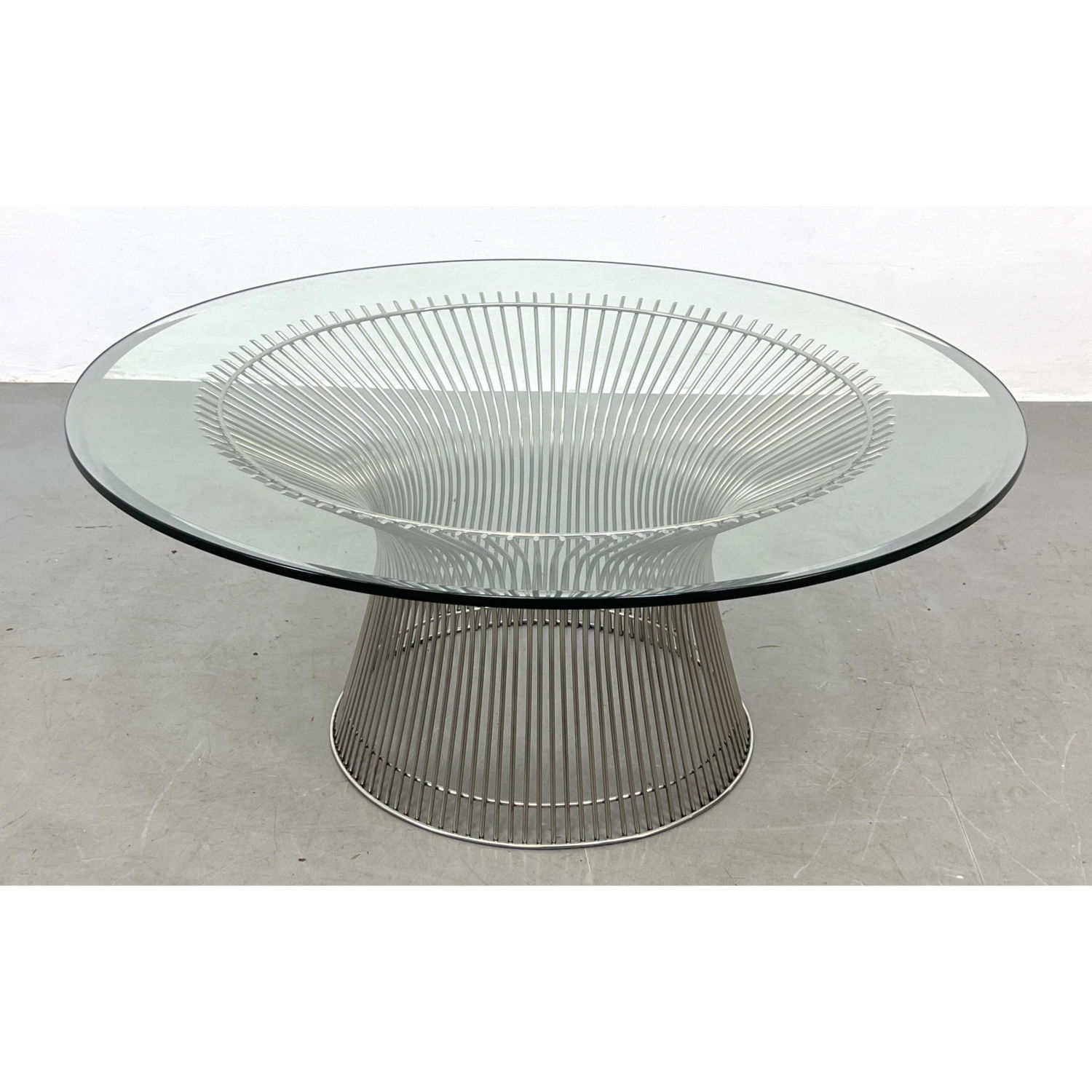 Appraisal: WARREN PLATNER Chrome Rod Coffee Cocktail Table Glass Top Dimensions