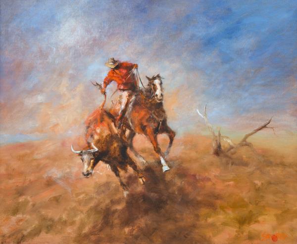 Appraisal: HUGH SAWREY - The Throw Channel Country QLD oil on