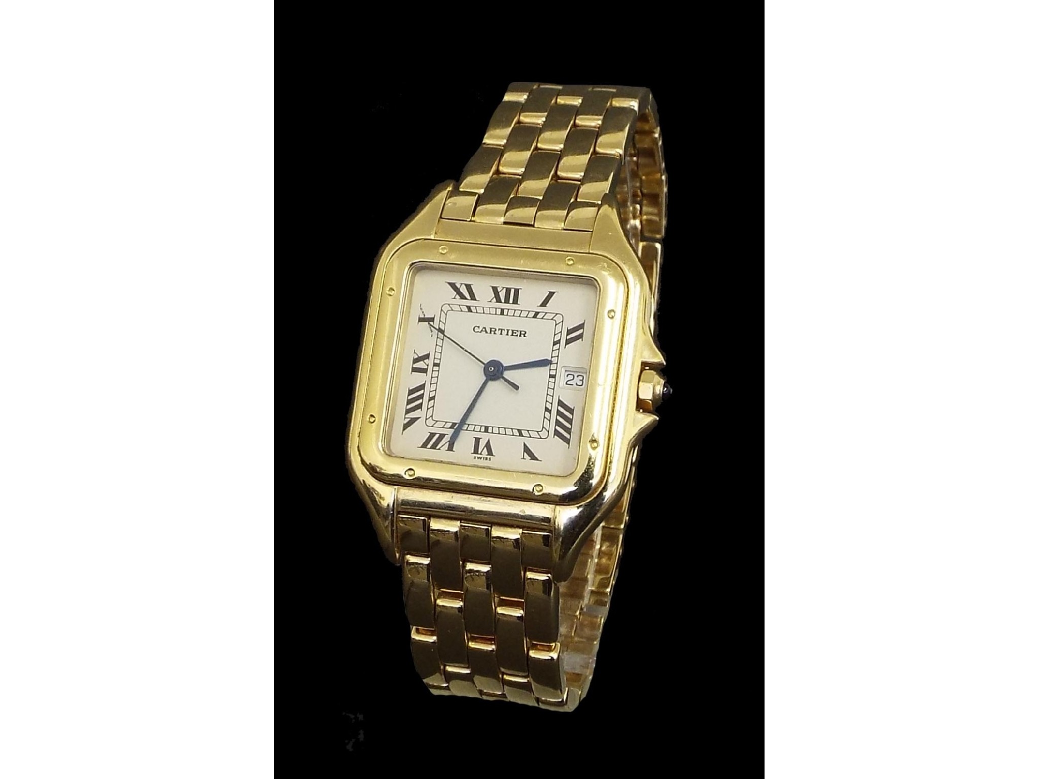 Appraisal: Cartier Panthere k gentleman's bracelet watch ref C ser no