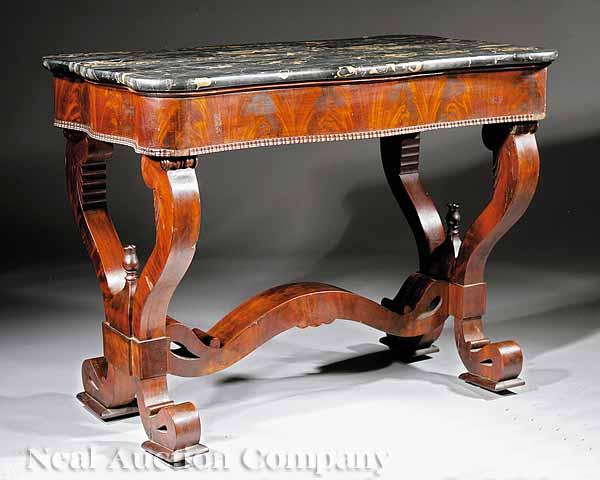 Appraisal: An American Late Classical Carved Mahogany Center Table c attributed