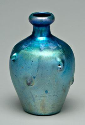 Appraisal: Tiffany bud vase iridescent blue with knobby surface base marked