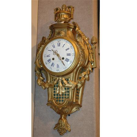 Appraisal: Louis XVI Style Gilt-Bronze Cartel Clock Estimate -