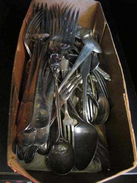 Appraisal: SMALL COLLECTION OF SILVER PLATE FLAT WARE INCLUDING STERLING SILVER