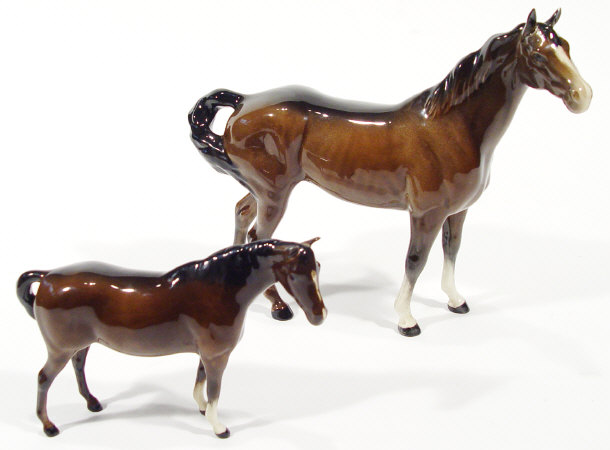 Appraisal: Beswick brown painted horse and foal printed factory marks to