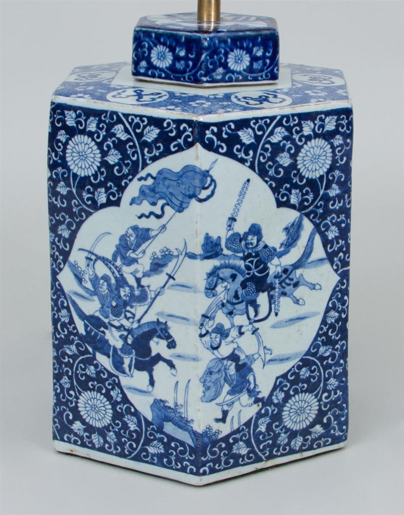 Appraisal: Chinese Blue and White Porcelain Jar and Cover Mounted as