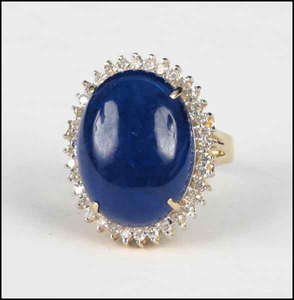 Appraisal: LAPIS DIAMOND AND KARAT YELLOW GOLD RING Lapis is approximately