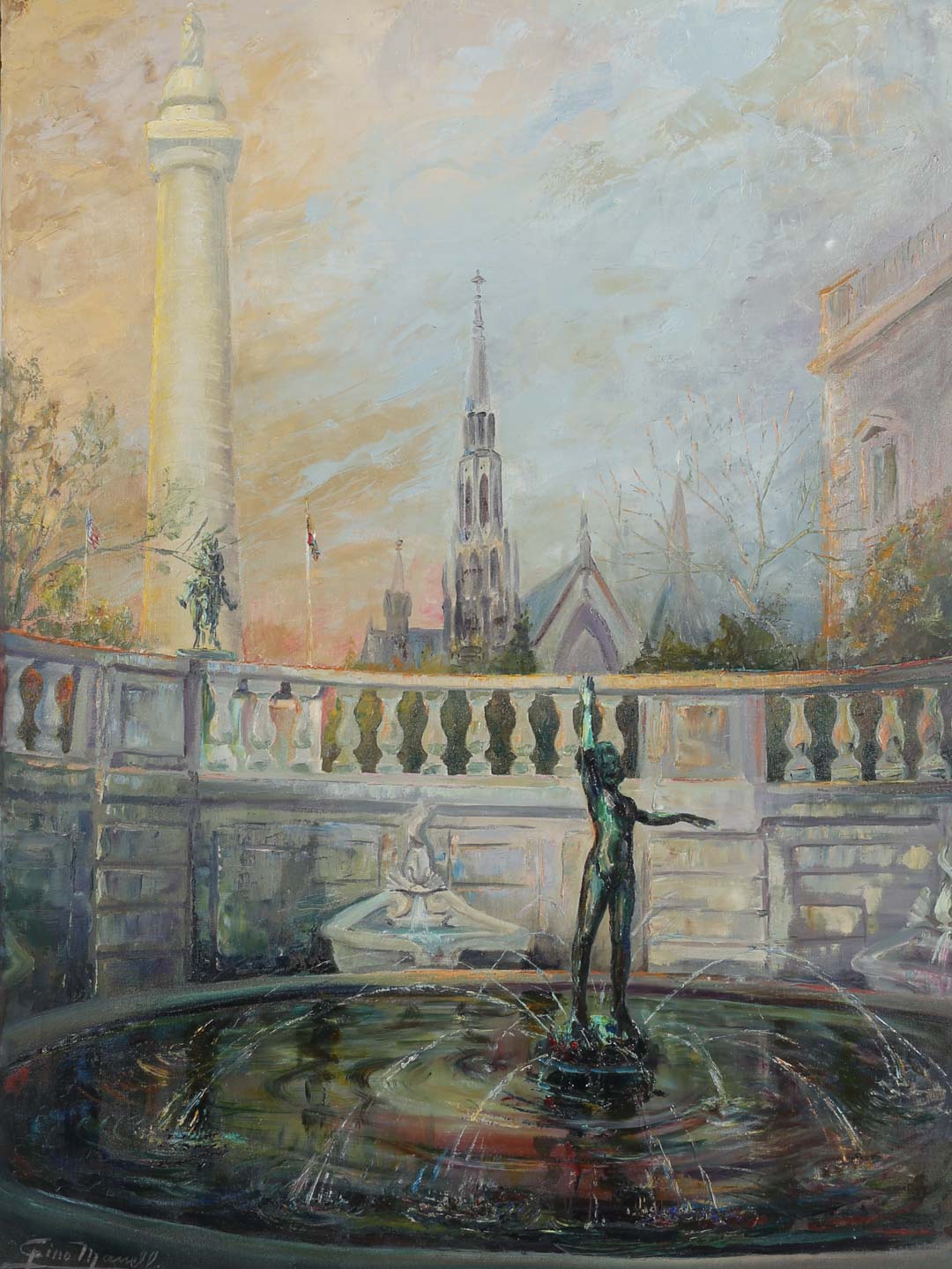 Appraisal: Luigi Manelli Mount Vernon Square Balto oil Luigi Gino Manelli