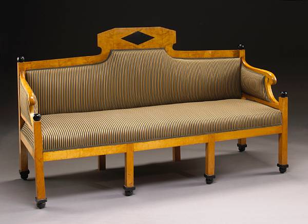 Appraisal: A Biedermeier parcel ebonized satin birch sofa second quarter th