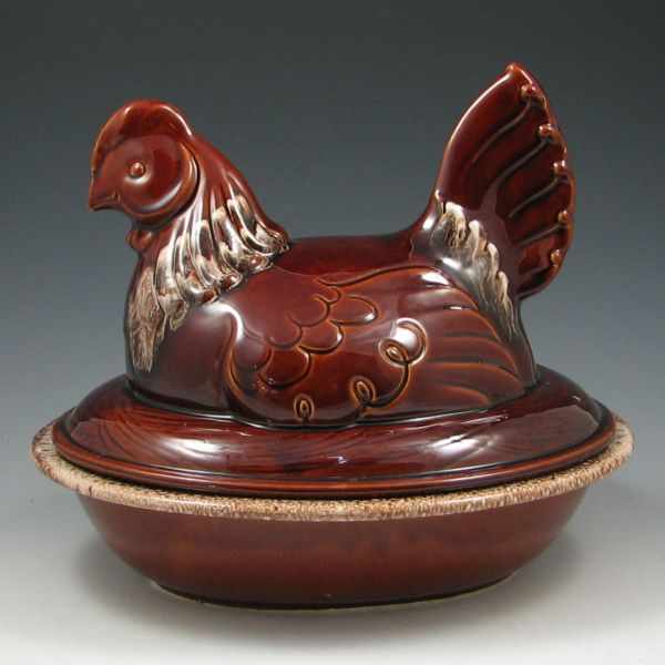 Appraisal: Hull Mirror Brown Chicken Covered Casserole marked Hull oven proof