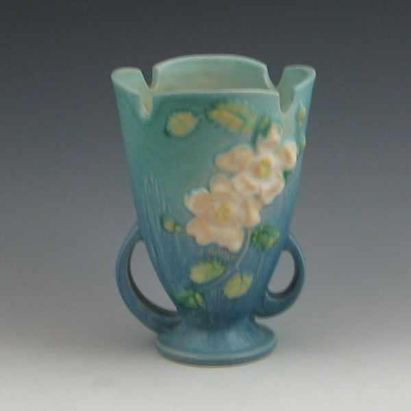 Appraisal: Roseville White Rose vase in blue Marked Roseville USA -