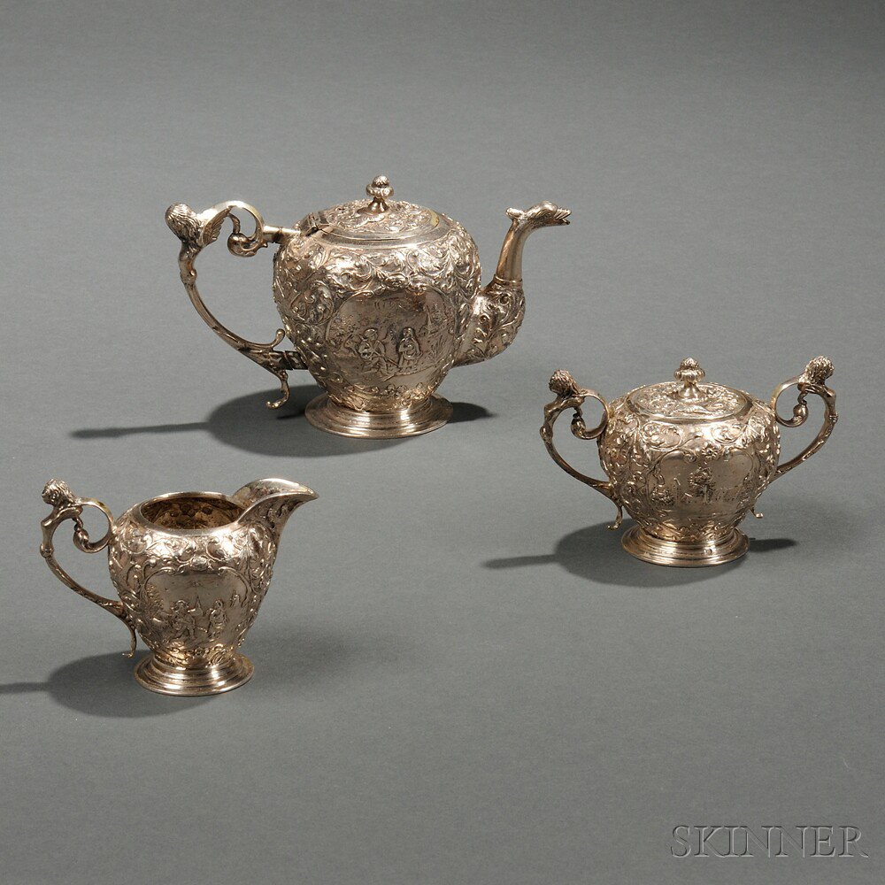 Appraisal: Three-piece Dutch Silver Tea Service late th early th century