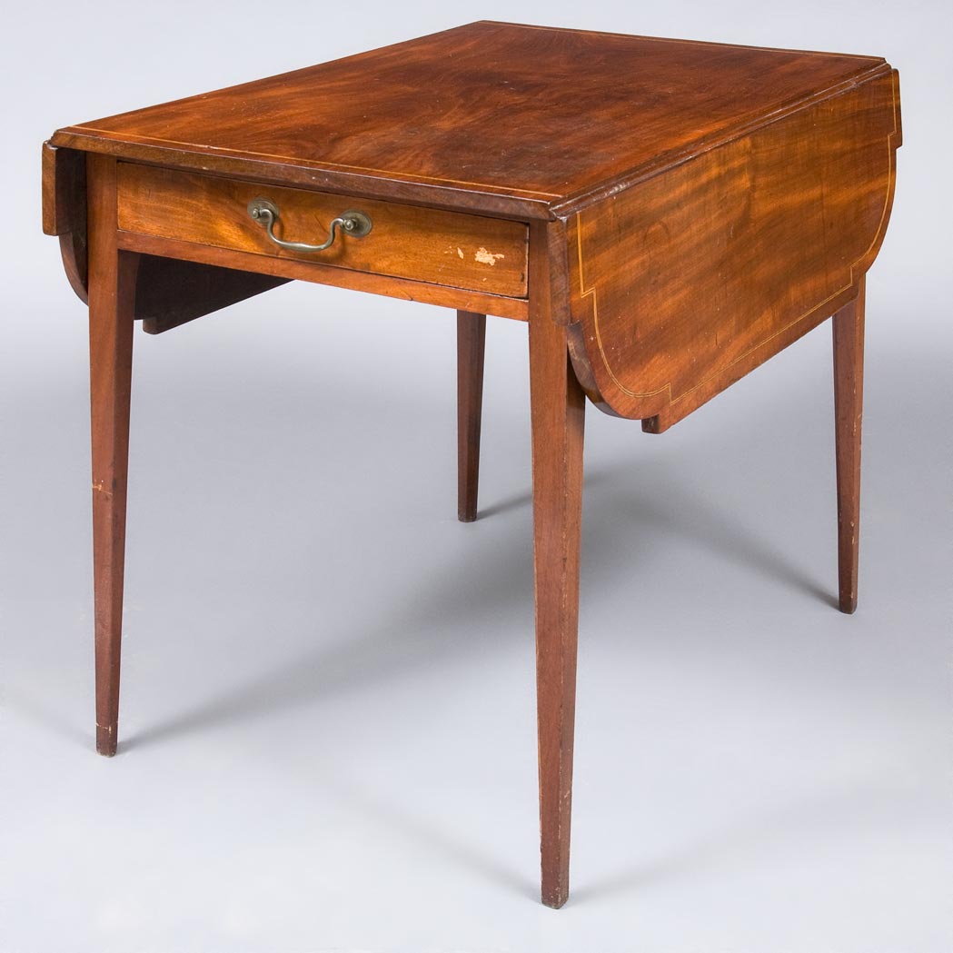 Appraisal: Federal Inlaid Mahogany Pembroke Table Early th century The leaves