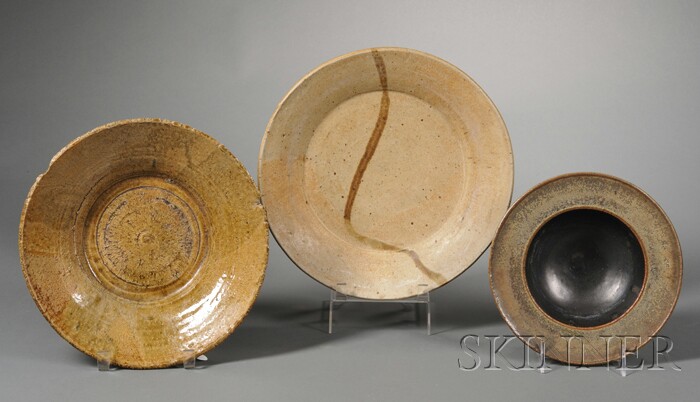 Appraisal: Three Pieces of Studio Pottery Glazed hand-thrown stoneware United States