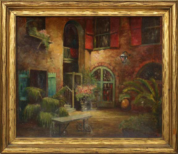 Appraisal: George Izvolsky American Louisiana Contemporary French Quarter Courtyard oil on