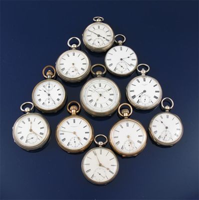 Appraisal: Five assorted silver open faced pocket watches And six assorted