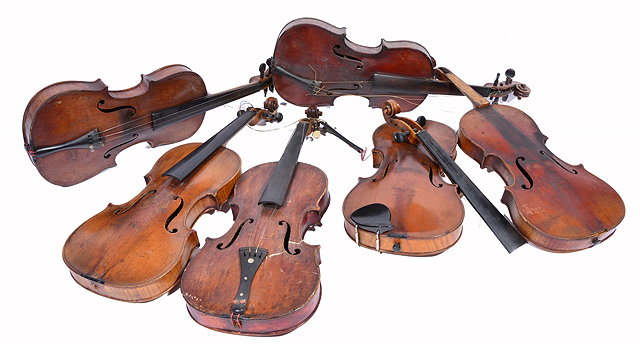 Appraisal: A GROUP OF SIX OLD VIOLINS for restoration