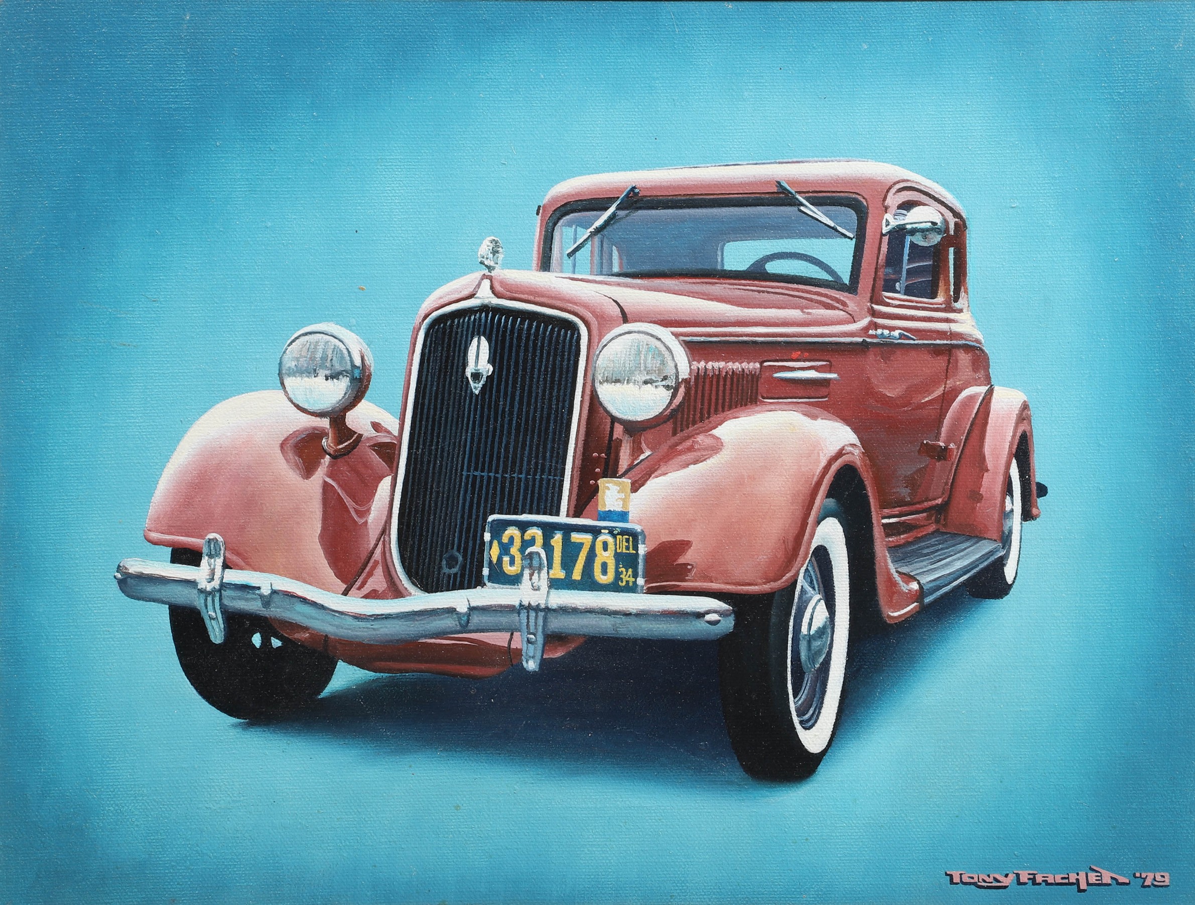 Appraisal: Tony Fachet American - Classic Car Painting oil on canvas