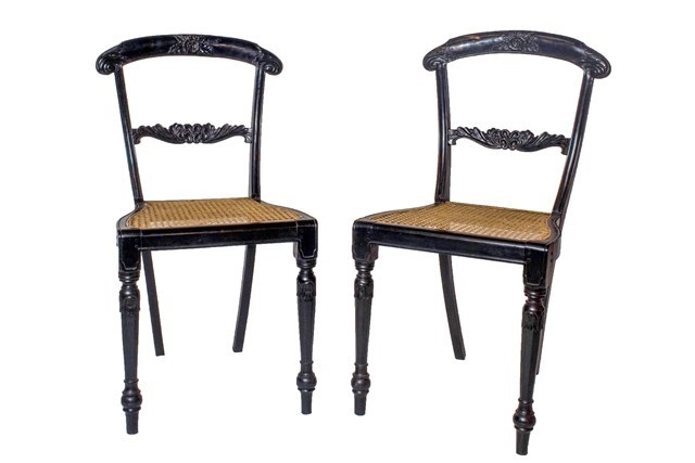 Appraisal: A pair of th century Anglo Indian ebony single chairs