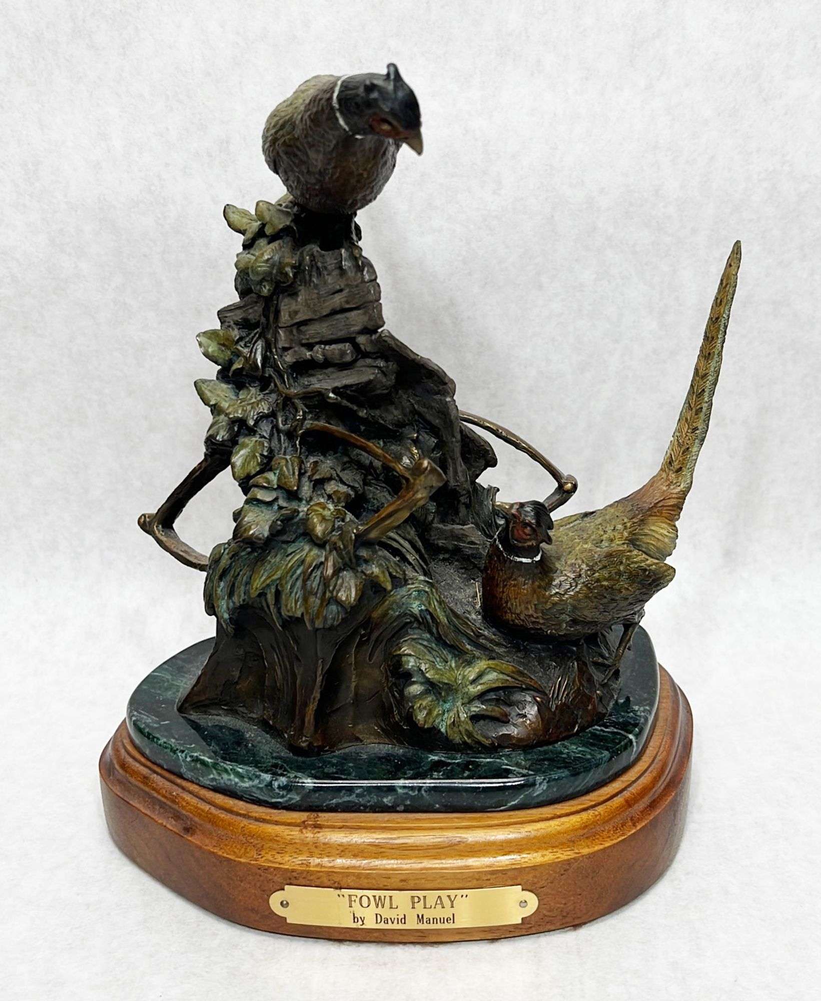 Appraisal: David Manuel Fowl Play bronze sculptureNumbered from a limited edition