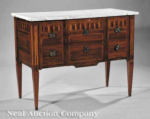 Appraisal: An Italian Neoclassical Inlaid Commode early th c marble top