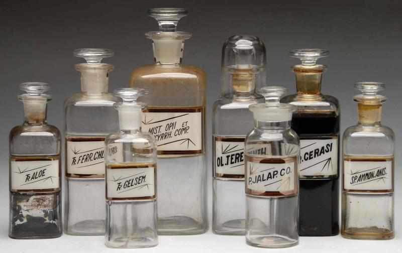 Appraisal: Lot of Glass Label Druggist Shop Bottles Description Circa to