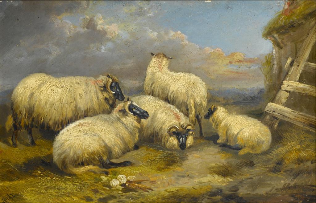 Appraisal: ALFRED MORRIS TH CENTURY SHEEP IN A LANDSCAPE signed and