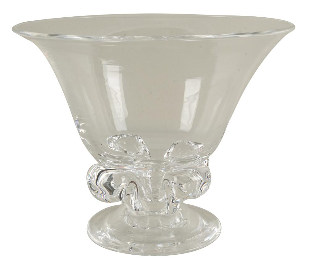 Appraisal: STEUBEN GLASS FOOTED BOWLetched signature to underside Condition a light