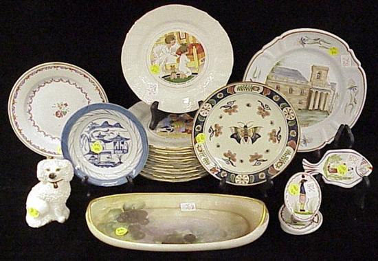 Appraisal: Twelve Sarregiumines plates with childrens vignettes some scratches and loss