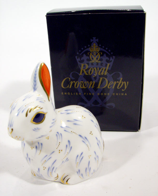 Appraisal: Royal Crown Derby Snowy Rabbit with st anniversary gold stopper