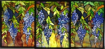 Appraisal: A Trio of Tiffany-Style Glass Window Panels Tiffany-style glass window