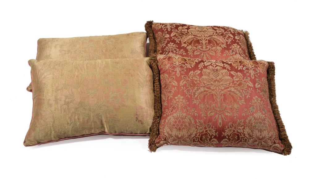 Appraisal: Two Pairs of Decorative Silk Brocade Pillows both with rose