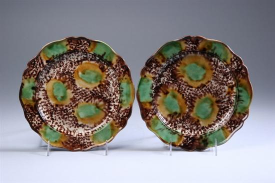 Appraisal: PAIR WHIELDON PLATES Mid- th century Brown tortoiseshell glaze with