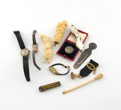 Appraisal: A small collection of objects of vertu comprising a pair