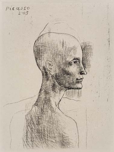 Appraisal: PABLO PICASSO Buste d'Homme Drypoint x mm x inches full