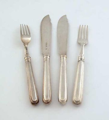 Appraisal: Eight pairs of Victorian fish knives and forks with thread