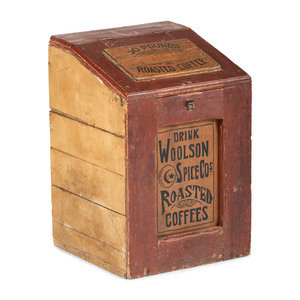 Appraisal: A Woolson Spice Co Stenciled Wood Coffee Bin Early th