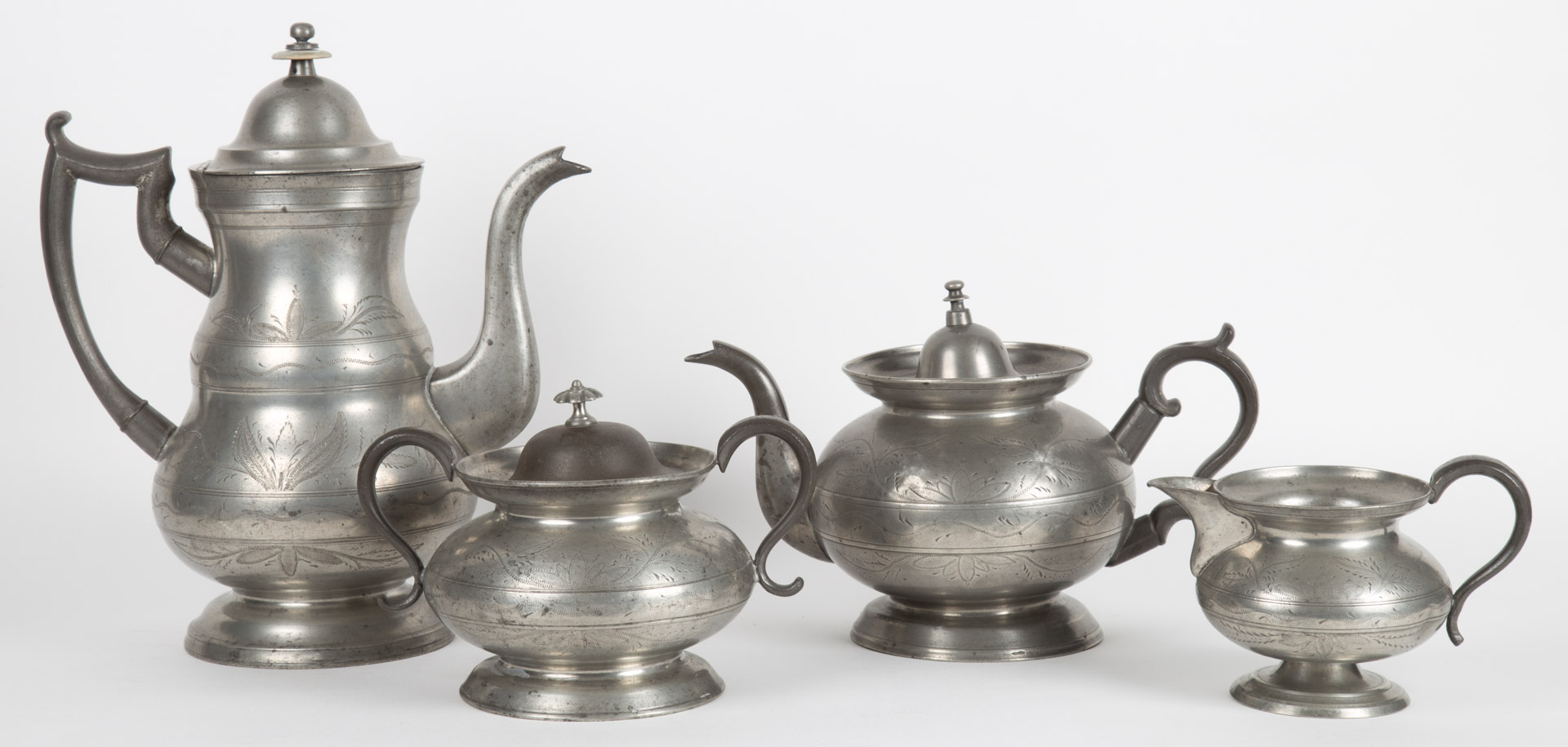 Appraisal: Thomas Boardman -piece pewter coffee tea service first quarter- th