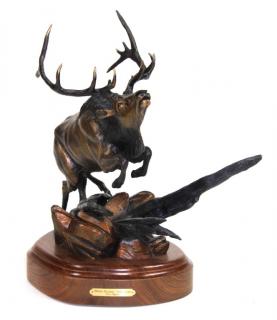 Appraisal: Vic Payne Where Quakies Turn Gold Bronze sculpture Signed Elk