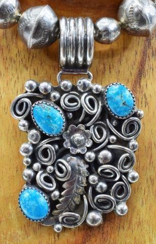 Appraisal: Southwest sterling silver pendant with picto hallmark three turquoise cabochons