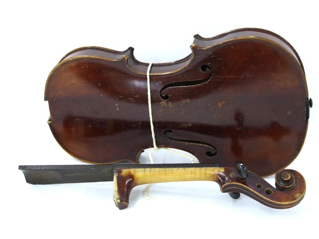 Appraisal: Early th century Stradivari copy violin in need of restoration