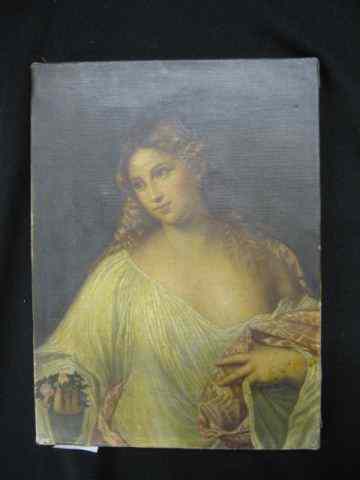 Appraisal: th Century Oil of a Young Maiden holdingflowers on canvas