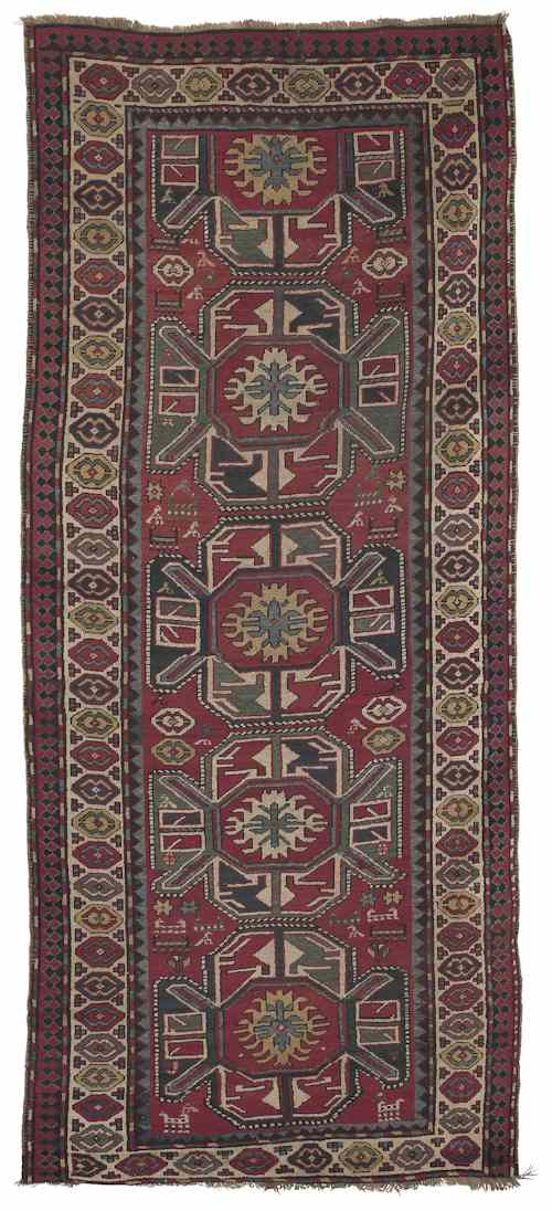 Appraisal: Kazak long rug early th c with five medallions and