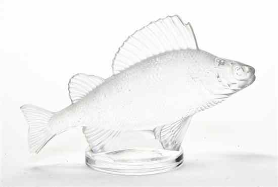 Appraisal: A Lalique Molded and Frosted Glass Fish Perche raised on