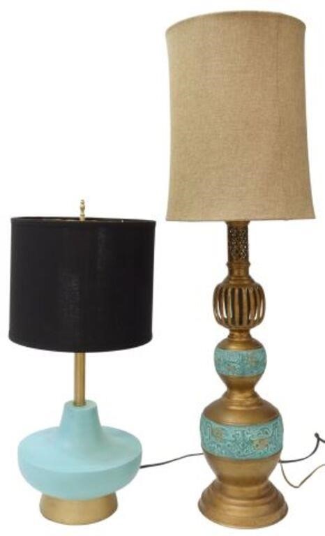 Appraisal: lot of Modern gilt metal single-light table lamps with painted