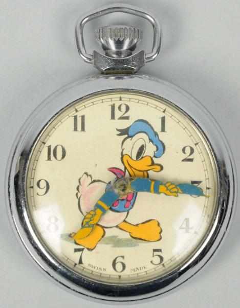 Appraisal: Walt Disney Donald Duck Character Pocket Watch Circa Made by