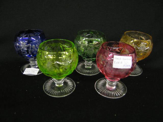 Appraisal: Colored Cut-to-Clear Crystal Cordials various colors excellent