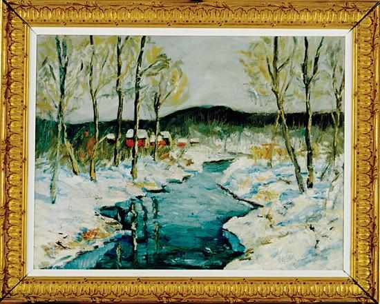 Appraisal: Walter Emerson Baum Pennsylvania - WINTER LANDSCAPE WITH STREAM oil