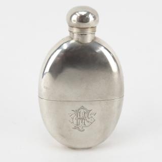 Appraisal: Antique W G Neal Art Deco Sterling Silver Flask Several